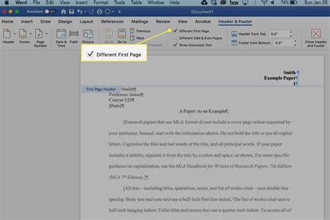 different first page word.